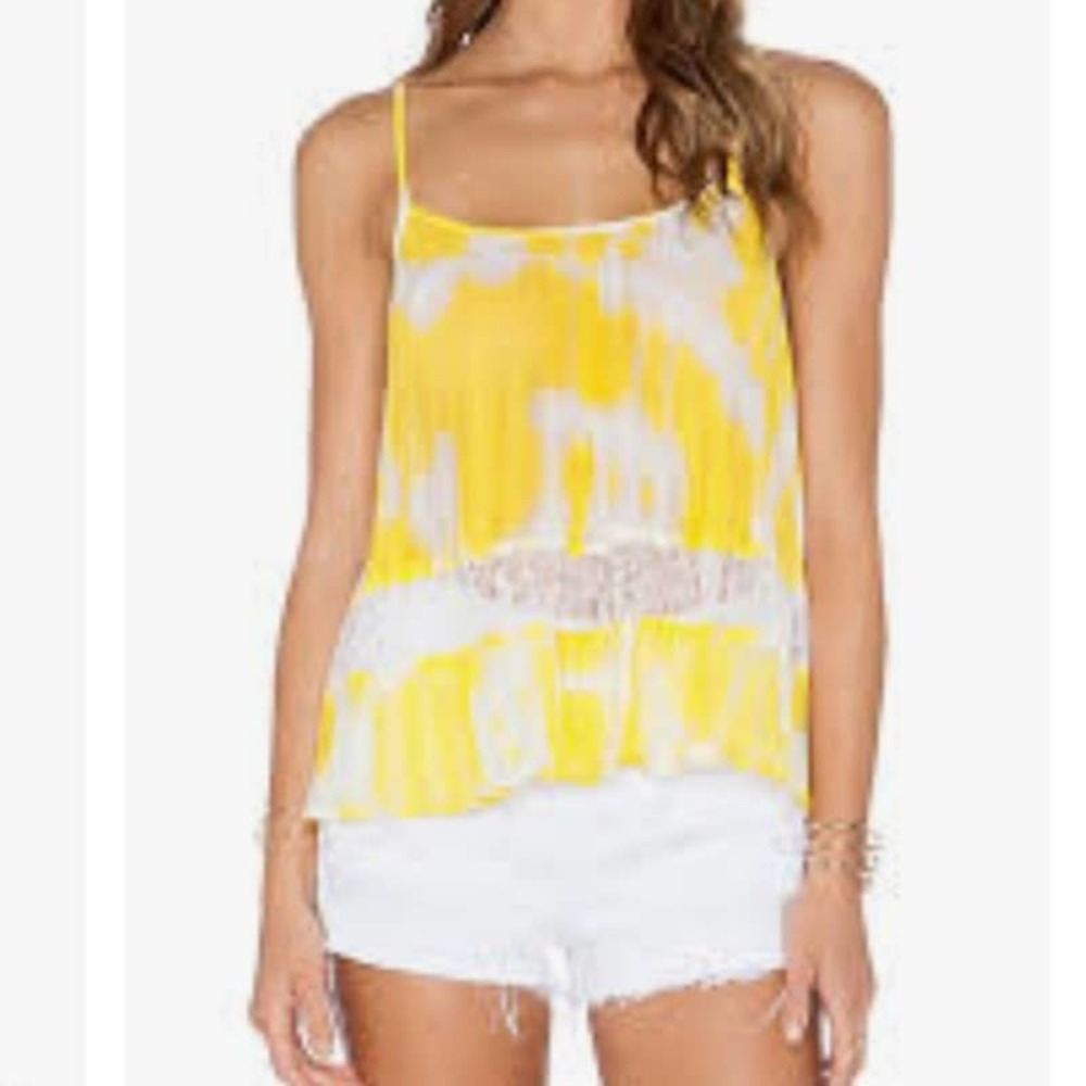 BCBGeneration Sheer Camisole Top with Lace Inlay